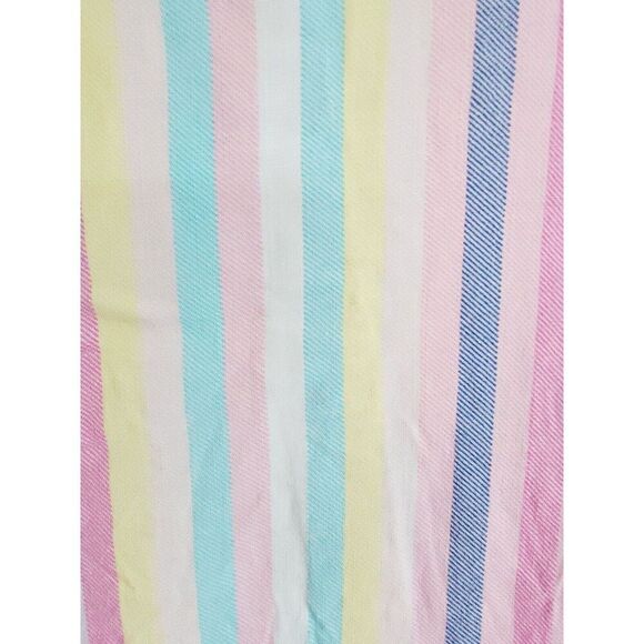 Torrid 00 Short Sleeve Blouse Vettical Striped Rear Button Pink Multi Scoop Neck - Picture 4 of 7